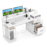 Escritorio de computadora de 67 pulgadas con soporte para monitor y cajón para archivos