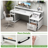 Escritorio de computadora de 67 pulgadas con soporte para monitor y cajón para archivos