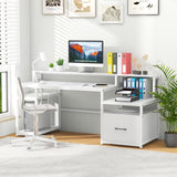 Escritorio de computadora de 67 pulgadas con soporte para monitor y cajón para archivos