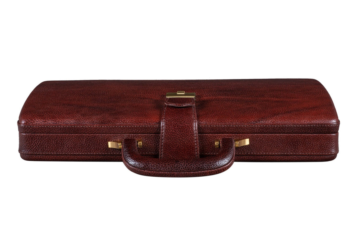 Maletín de Piel Ejecutivo para Hombre Marrón/Rojo Cereza