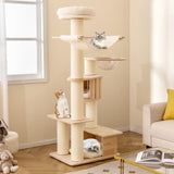 Rascador para gatos de 175 cm de alto con acogedora percha superior y cojines de felpa lavables