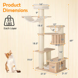 Rascador para gatos de 175 cm de alto con acogedora percha superior y cojines de felpa lavables