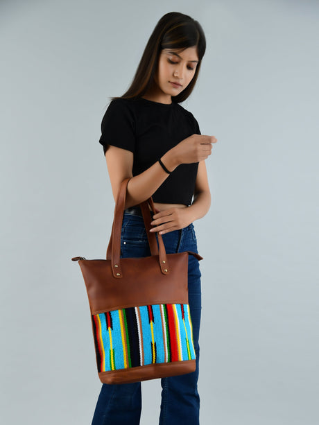 Bolso Tote de Piel Multicolor