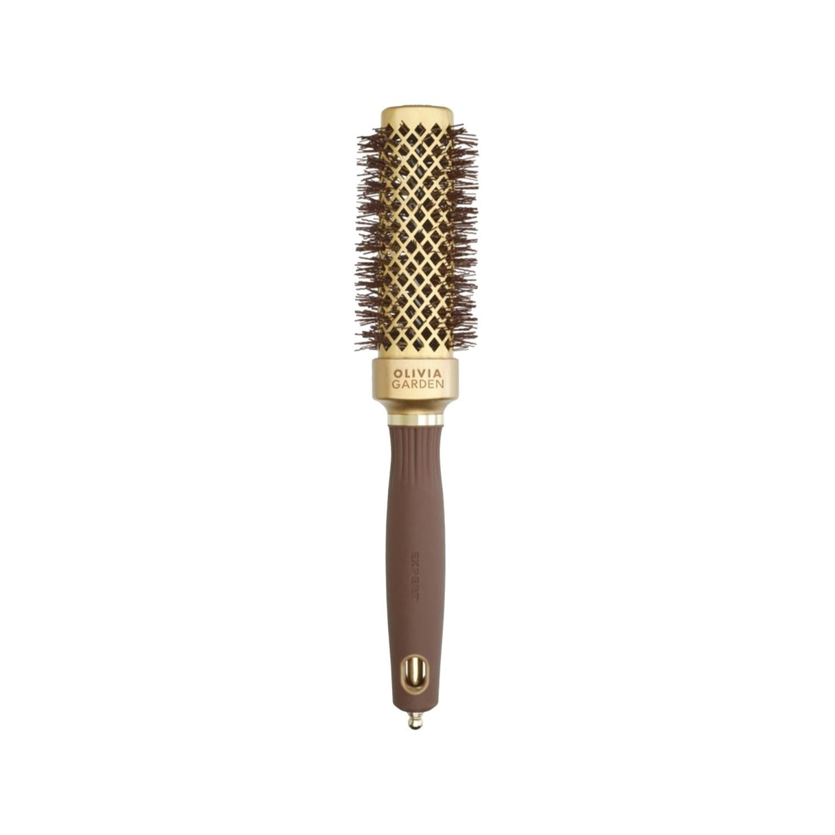 Olivia Garden Expert Blowout Straight Wavy Bristle Gold Brown Hair Brush 30mm - Professional Blowout Brush for Smooth Hair