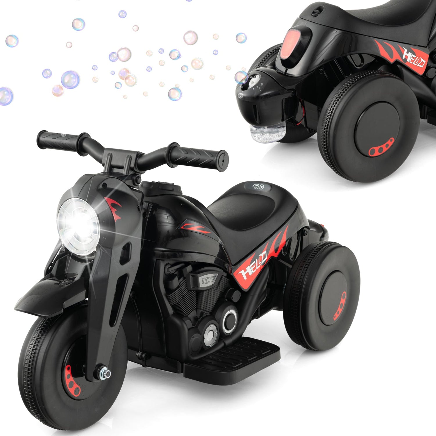 Motocicleta Eléctrica de 6V para Niños con Máquina de Burbujas y Música