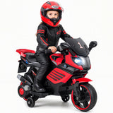 Motocicleta infantil de 6V con faros, música y ruedas de entrenamiento desmontables