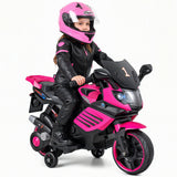 Motocicleta infantil de 6V con faros, música y ruedas de entrenamiento desmontables