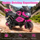 Motocicleta infantil de 6V con faros, música y ruedas de entrenamiento desmontables