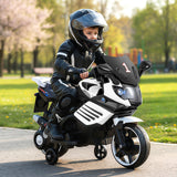 Motocicleta infantil de 6V con faros, música y ruedas de entrenamiento desmontables