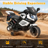 Motocicleta infantil de 6V con faros, música y ruedas de entrenamiento desmontables