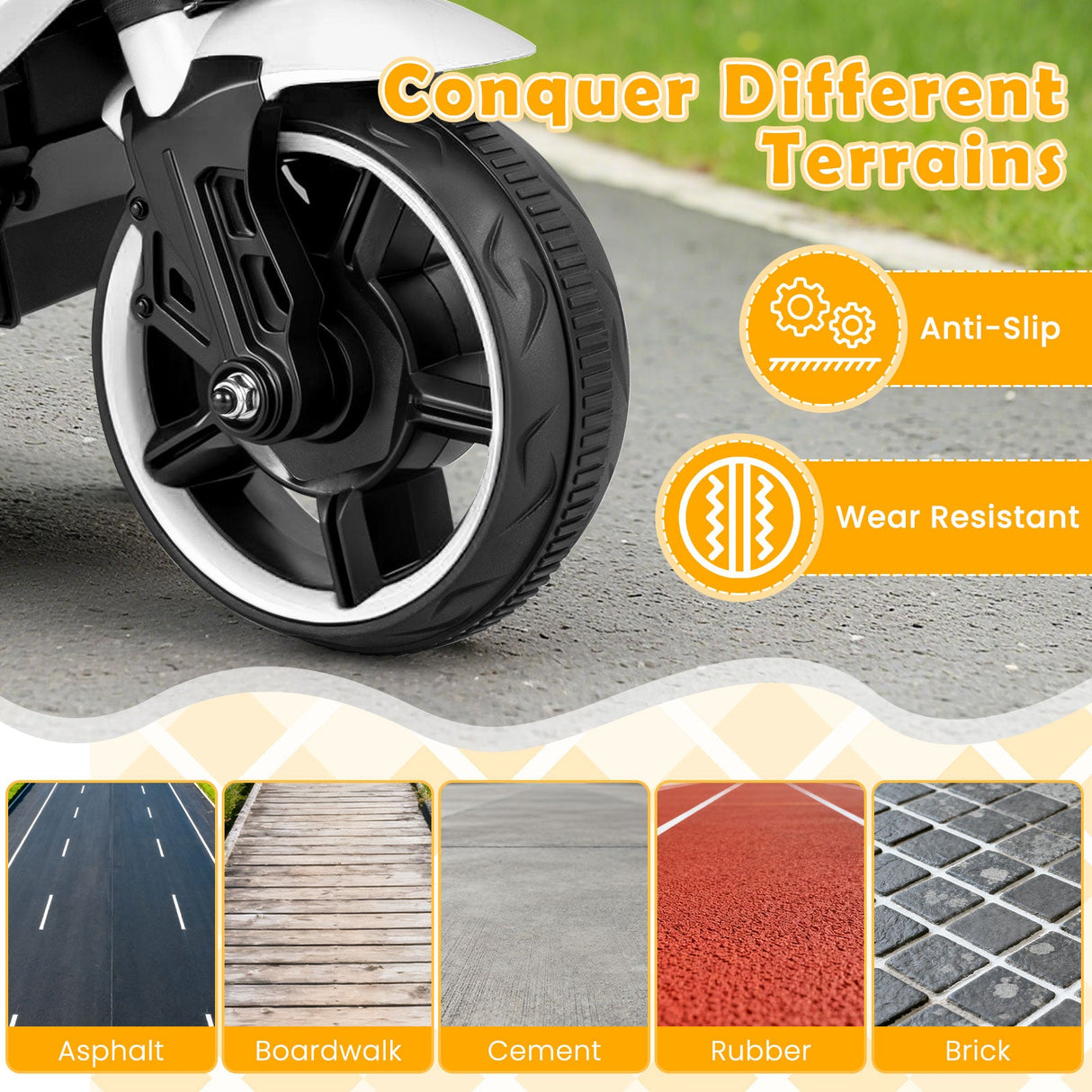 Motocicleta infantil de 6V con faros, música y ruedas de entrenamiento desmontables