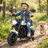 Motocicleta para niños de 6 V con faro, música y ruedas de apoyo