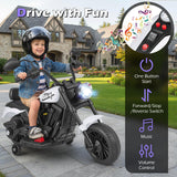 Motocicleta para niños de 6 V con faro, música y ruedas de apoyo