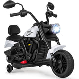 Motocicleta para niños de 6 V con faro, música y ruedas de apoyo