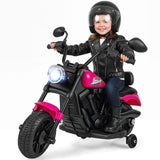 Motocicleta para niños de 6 V con faro, música y ruedas de apoyo