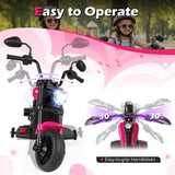 Motocicleta para niños de 6 V con faro, música y ruedas de apoyo
