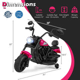 Motocicleta para niños de 6 V con faro, música y ruedas de apoyo