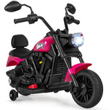 Motocicleta para niños de 6 V con faro, música y ruedas de apoyo