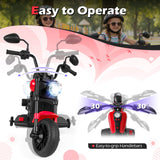 Motocicleta para niños de 6 V con faro, música y ruedas de apoyo