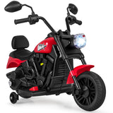 Motocicleta para niños de 6 V con faro, música y ruedas de apoyo