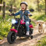 Motocicleta para niños de 6 V con faro, música y ruedas de apoyo