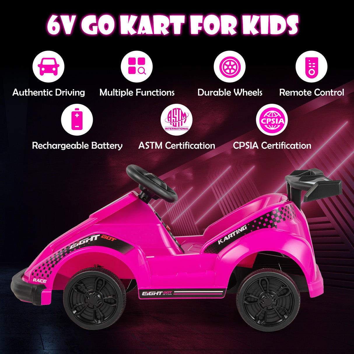 Coche Eléctrico de 6V para Niños con Control Remoto y Cinturón de Seguridad