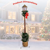 Farol de calle preiluminado de Navidad de 6.1 pies con vegetación artificial y puntas de ramas nevadas