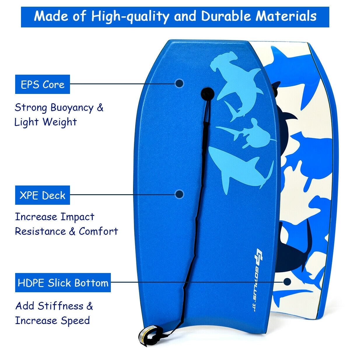 Bodyboard de surf "Super" con tabla con núcleo de EPS