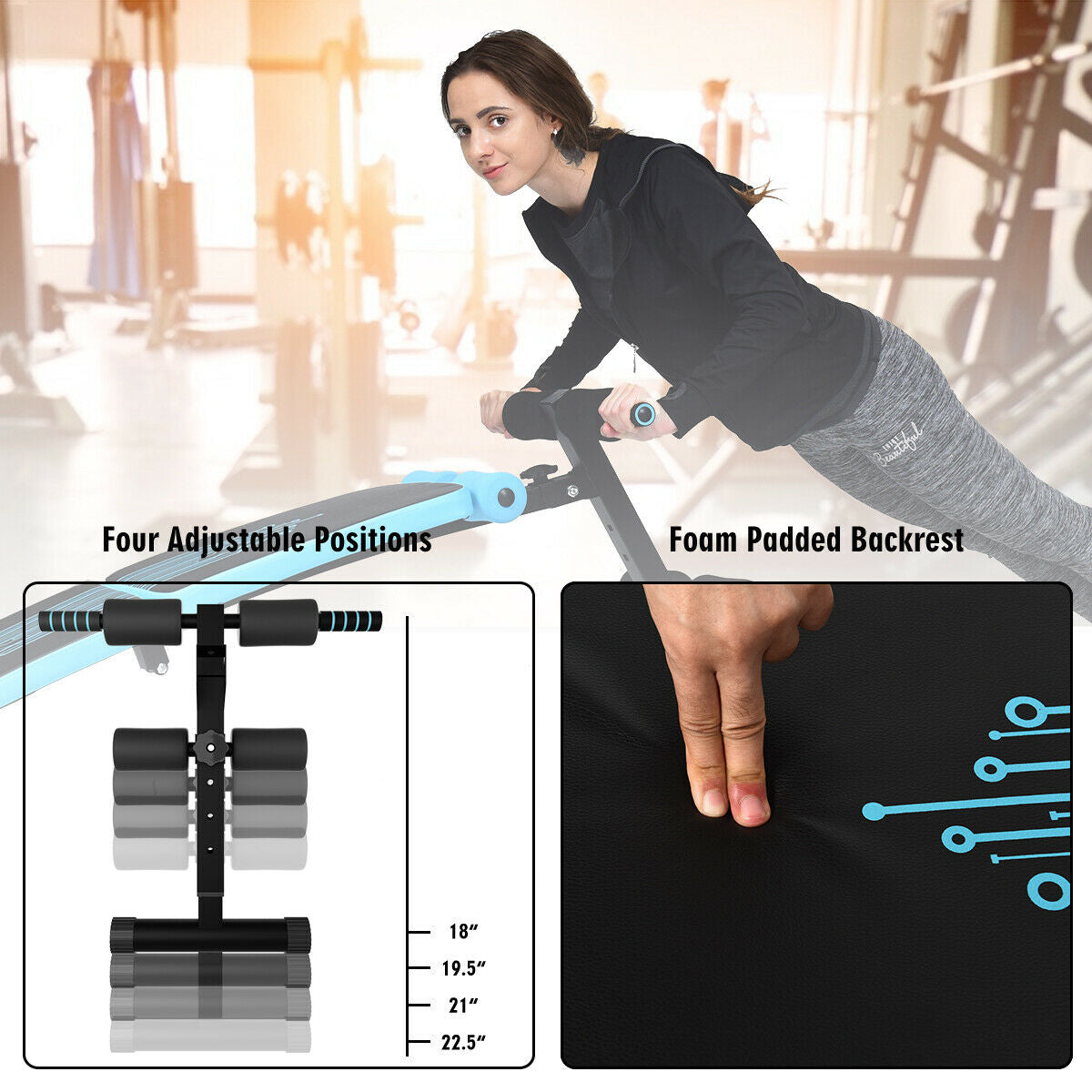 Entrenador Abdominal Twister con Banco de Ejercicios de Altura Ajustable