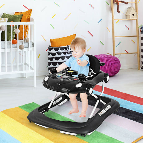 Andador plegable 2 en 1 para bebé con reproductor de música y luces