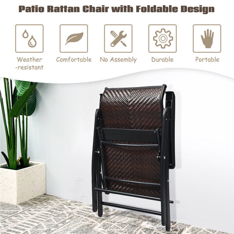 2 sillas reclinables plegables de ratán para patio