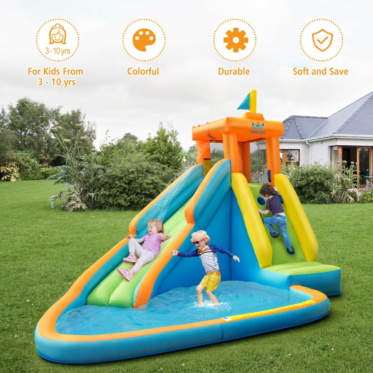 Casa inflable con tobogán de agua sin soplador