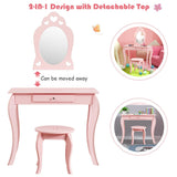 Juego de mesa de tocador de maquillaje de princesa para niños con espejo