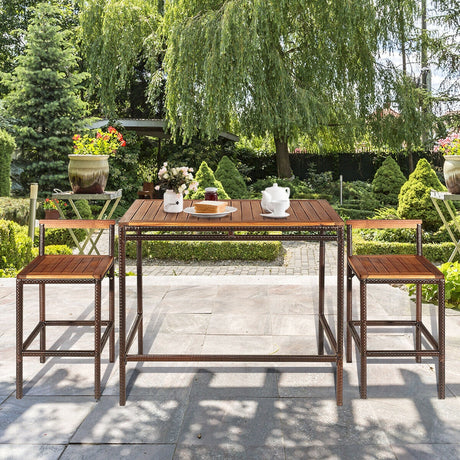 Juego de muebles de comedor de 3 piezas de ratán y mimbre para patio