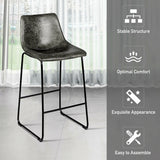 Set of 2 Bar Stool Faux Suede Upholstered Chairs