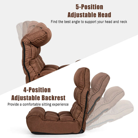 4-Position Adjustable Floor Chair Folding Lazy Sofa