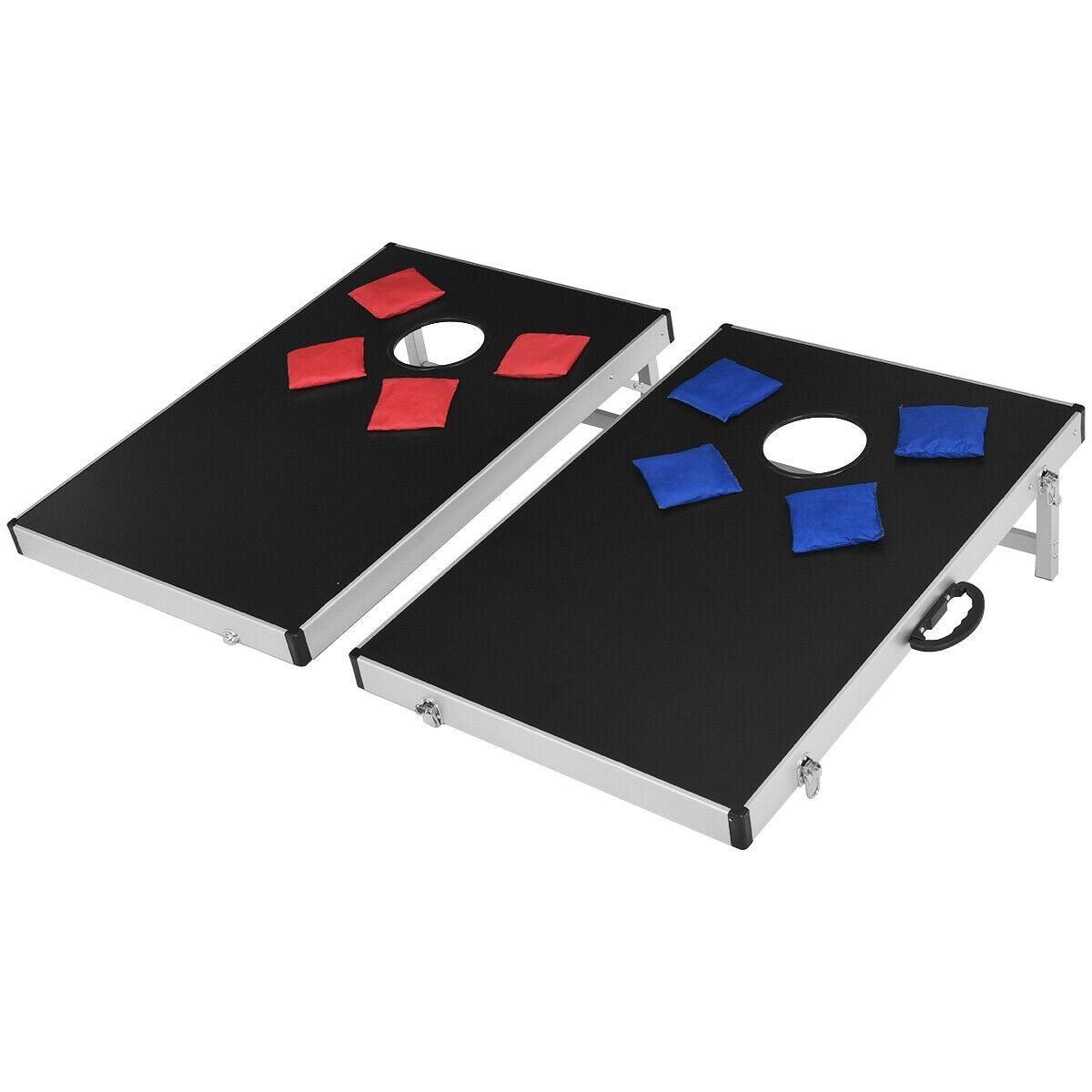 Juego de cornhole con diseño plegable y asa lateral
