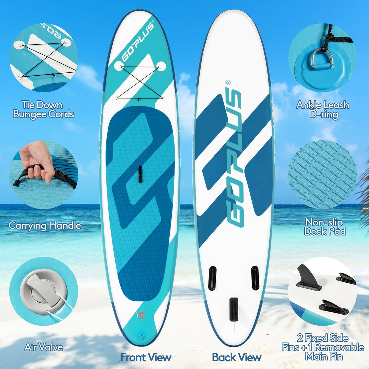 Tabla de paddle surf hinchable de 10 pies, 6 pulgadas de grosor, con paquete de accesorios