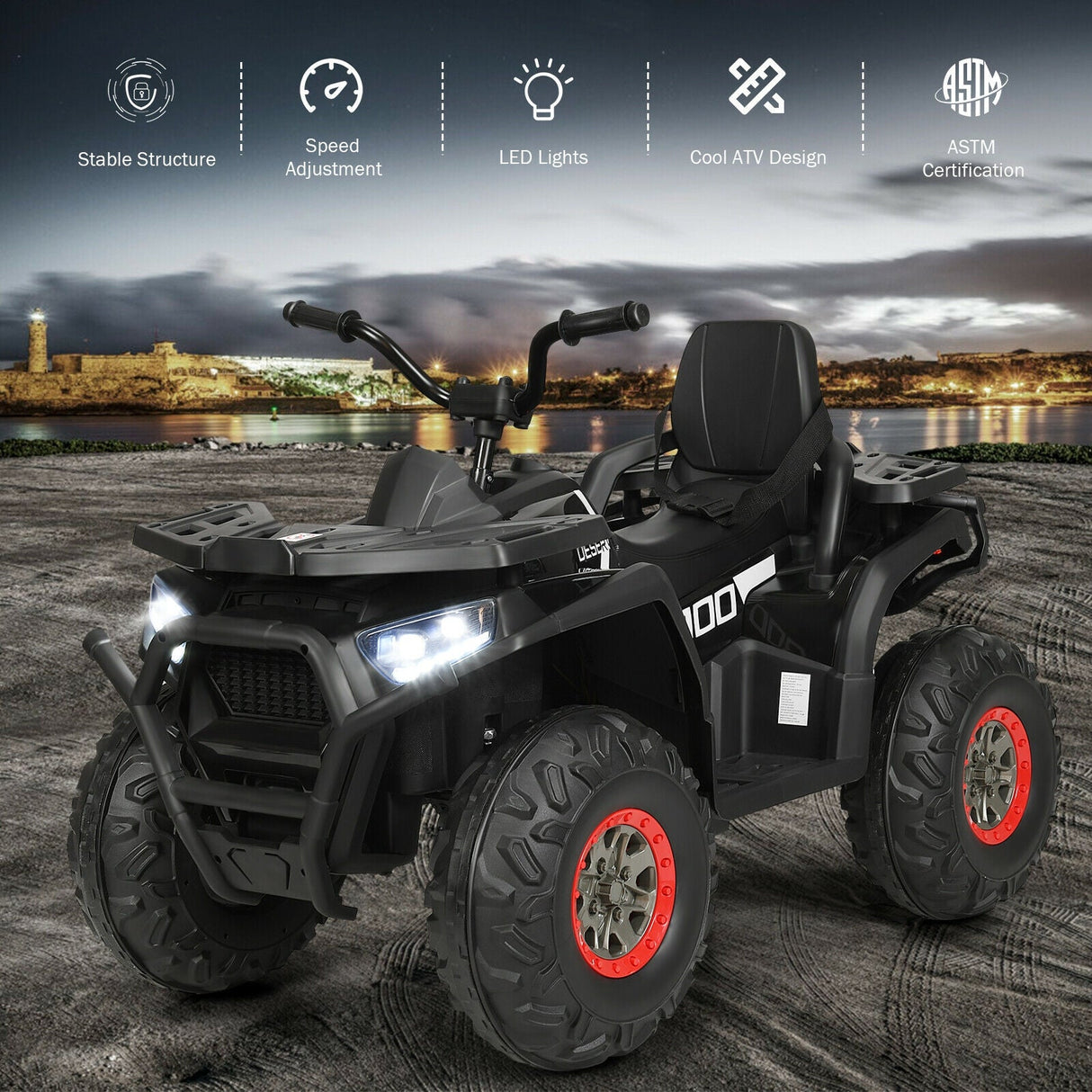 12 V Kids Electric 4-Wheeler ATV Quad with MP3 and LED Lights