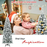 Árbol de Navidad artificial tipo lápiz con bisagras sin luces y efecto nevado, de 1.83 m (6 pies) con 500 puntas de rama