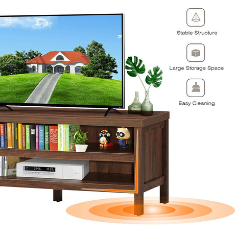 Mueble de TV de 3 niveles con estantes de almacenamiento para televisores de hasta 45 pulgadas