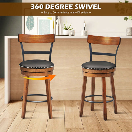 Taburetes giratorios 360 grados de 30.5 pulgadas con asiento acolchado de cuero
