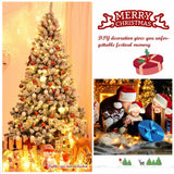 Árbol de Navidad artificial nevado de 7.5 pies, con bisagras, 1346 puntas y base plegable