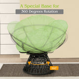 Sillón Papasan de Ratán Ergonómico Giratorio 360 Grados Cojín Suave para Jardín
