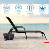 2 sillas de salón reclinables para patio exterior con tela y reposabrazos ajustables - Marrón