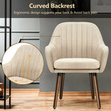Set of 2 Fabric Upholstered Accent Chairs with Wooden Legs