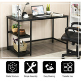 Escritorio de ordenador de 47 pulgadas, mesa de estudio, estación de trabajo para el hogar con estante ajustable, negro