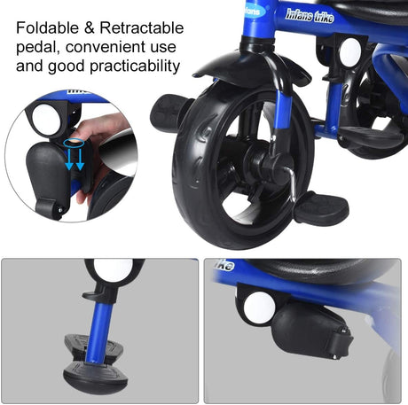 Triciclo infantil 4 en 1 con manija de empuje ajustable