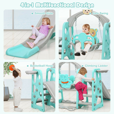 Juego de tobogán 3 en 1 para niños pequeños con trepador y columpio