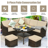 Juego de Muebles de Sofá de Ratán para Patio de 6 Piezas
